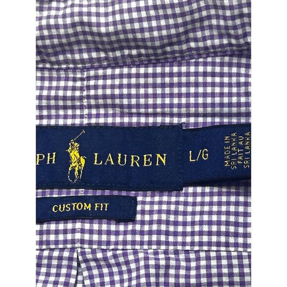 Polo Ralph Lauren Custom Fit Striped Stretch Poplin Shirt Men's Large Purple - Picture 4 of 8